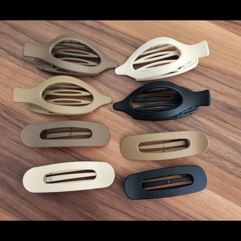 New 8 Pcs Multi-color Flat, Neutral Claw Hair Clips for Women & Girls Thin Hair